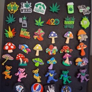 Weed, Mushroom & Grateful Dead Croc Jibbitz 40 Piece Set